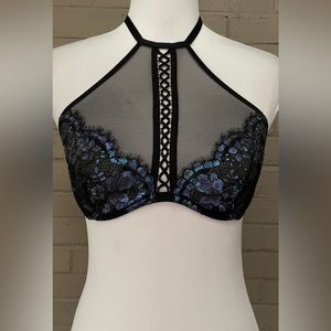 Victoria’s Secret  mesh & lace high neck bra  S